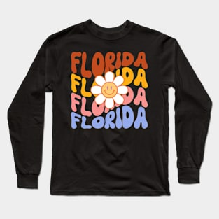 Florida Groovy Daisy Travel Wanderlust State Long Sleeve T-Shirt